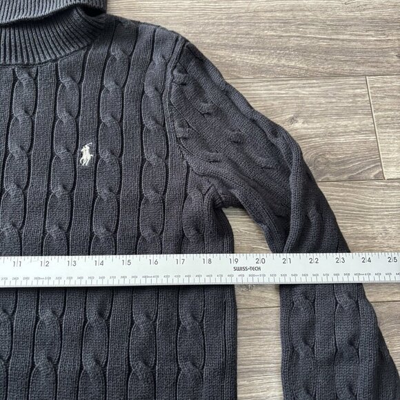VTG Ralph Lauren Sport Turtleneck Sweater Mens M Cable Knit Pullover 90s Y2K - Picture 8 of 16